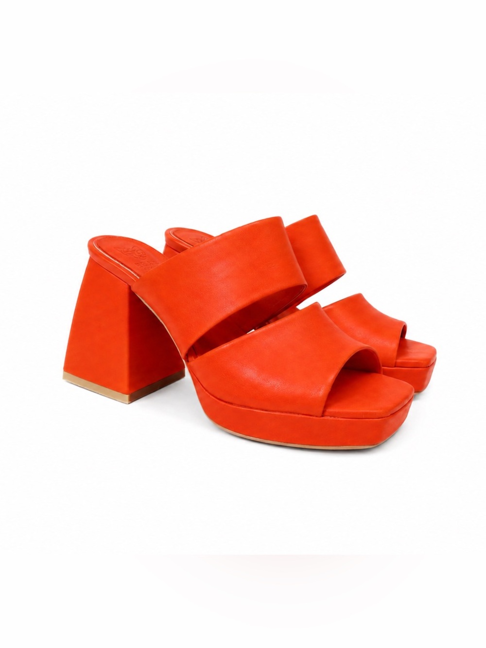BEAST FASHION Orange Double-Band Platform Mules